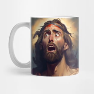 2d realistic illustration of scared Jesus Meme Mug